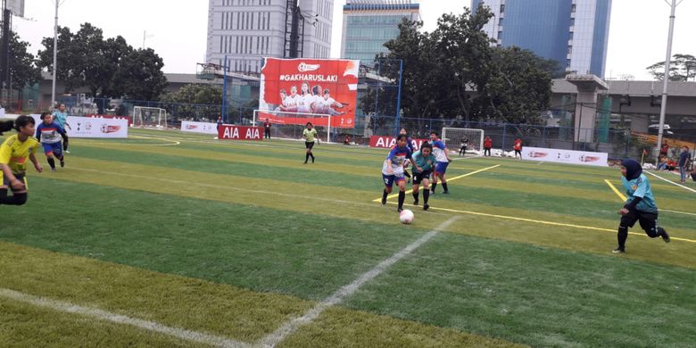 Laga final AIA Championship for Woman 2018 antara Footballicious vs Uni Papua di Lapangan TNI AU, Pancoran, Jakarta Selatan, Sabtu (1/12/2018).