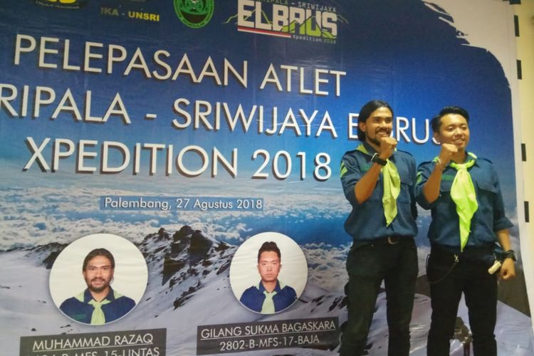 Muhammad Razaq dan M Gilang Sukma Bagaskara yang akan menjejakan kaki kepuncak Elbrus, Rusia, Senin (27/8/2018)