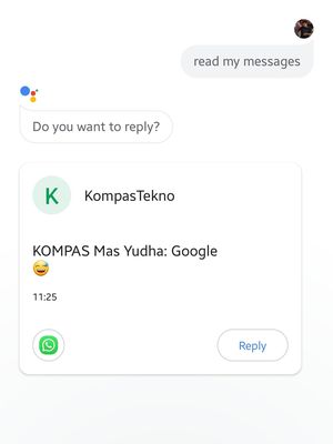 Ilustrasi fitur pembaca pesan WhatsApp di Google Assistant
