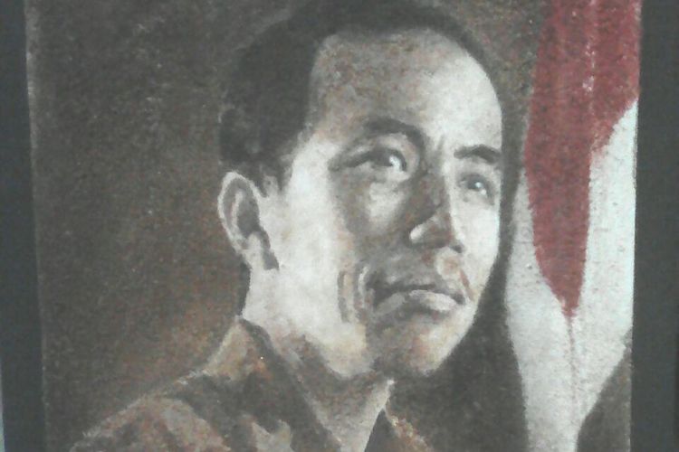 Inilah salah satu lukisan serbuk kayu Presiden Jokowi milik Sutrisno, seniman asal Kota Solo, Jawa Tengah.