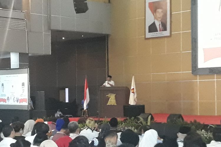 Calon presiden Prabowo Subianto meresmikan badan pemenangan koalisi Prabowo-Sandi di Gedung Smesco, Jakarta, Minggu (23/9/2018). 