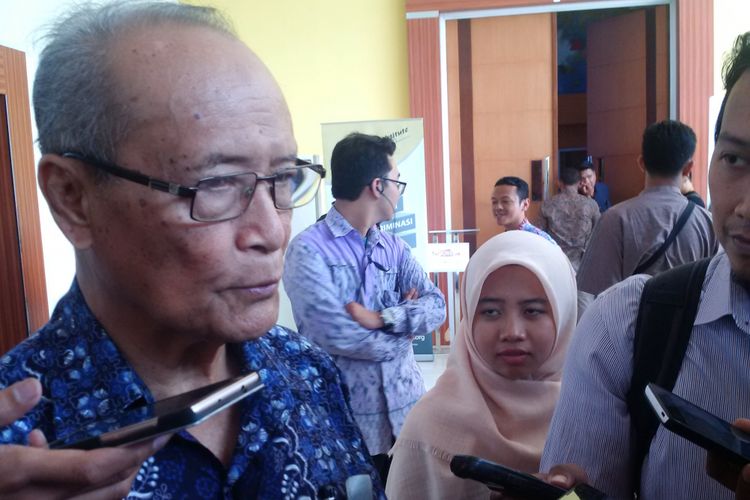 Mantan Ketua Pengurus Pusat (PP) Muhammadiyah Ahmad Syafii Maarif di Hotel Edu, Jalan Letjen Suprapto, Kota Yogyakarta, Jumat (19/5/2017). 