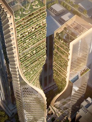 Rancangan arsitektur bangunan ini terinspirasi dari Centre Georges Pompidou di Paris