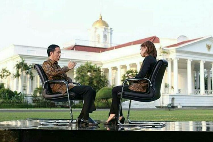 Najwa Shihab bersama Presiden Joko Widodo dalam salah satu edisi Mata Najwa.