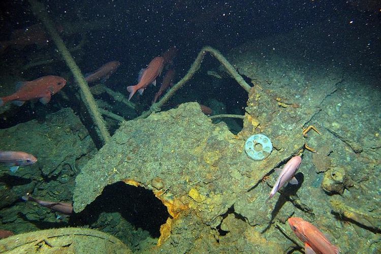 Bangkai kapal selam HMAS AE1 di perairan ditemukan di sekitar Pulau Duke of York di Papua Nugini. (The Guardian)