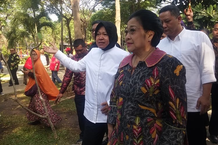 Risma dan Megawati jalan-jalan di Kebun Bibit Wonorejo Surabaya