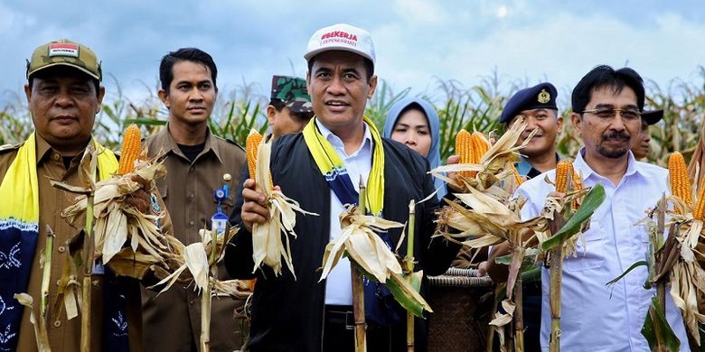 Mentan saat menghadiri panen jagung di Kalsel