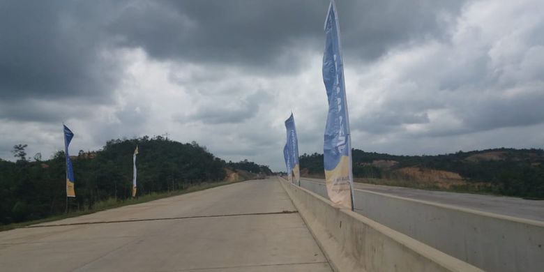 Kondisi pembangunan Jalan Tol Balikpapan-Samarinda Seksi 2, Kamis (16/8/2018).