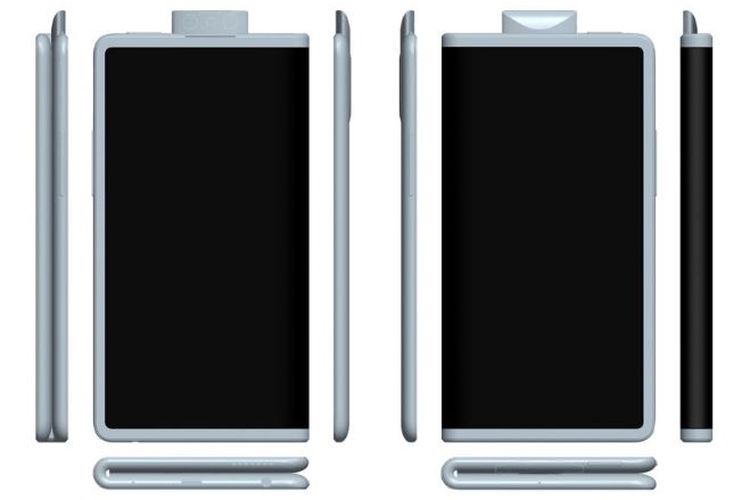 Ilustrasi ponsel lipat Oppo dengan kamera pop-up