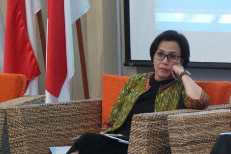 Menteri Keuangan Sri Mulyani di diskusi Forum Merdeka Barat 9, Gedung Kemenkominfo, Jakarta Pusat, Kamis (27/7/2017).