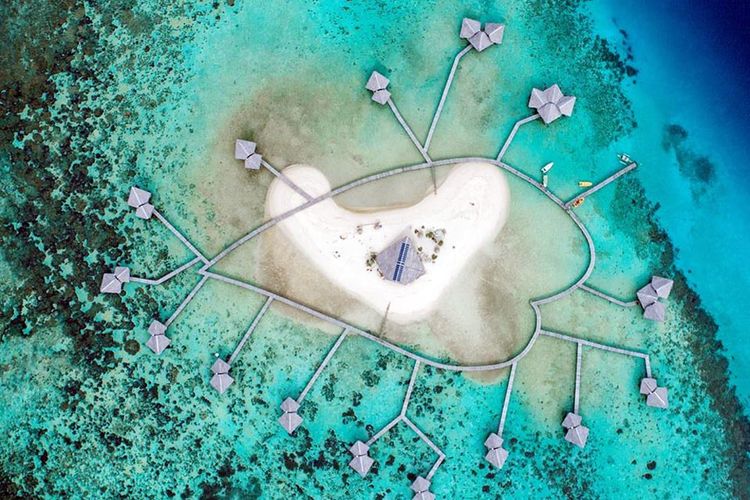 Obyekwisata Pulau Cinta difoto dari udara