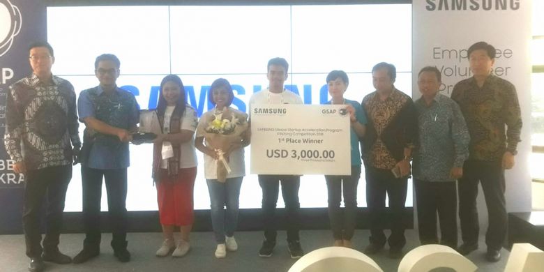 Tiga calon pengusaha rintisan atau start up Indonesia pada seleksi final Global Startup Acceleration Program (GSAP) di Kampus Universitas Gadjah Mada, Jumat (27/7/2018).