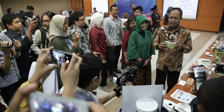 Menristekdikti Mohamad Nasir saat konferensi pers Indonesia Startup Summit di Gedung Kemenristekdikti, Jakarta (5/4/2019).