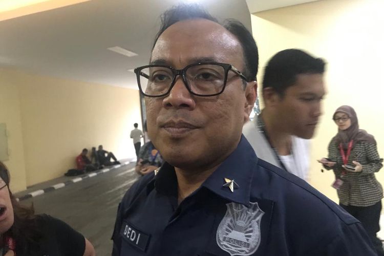 Kepala Biro Penerangan Masyarakat Humas Brigjen (Pol) Dedi Prasetyo di Gedung Bareskrim Mabes Polri, Jakarta Selatan, Rabu (8/5/2019).