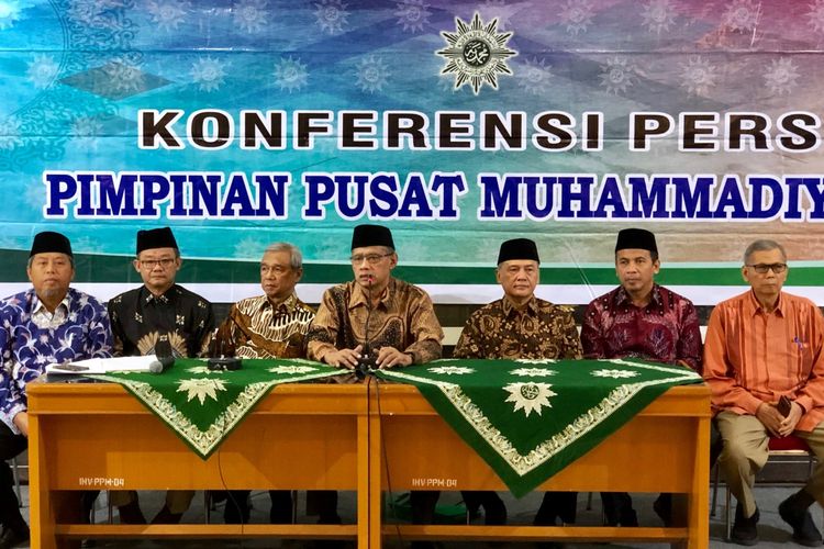 Ketua PP Muhammadiyah Haedar Nashir dalam Konferensi Pers di Gedung PP MUhammadiyah, Kamis (23/5/2019).