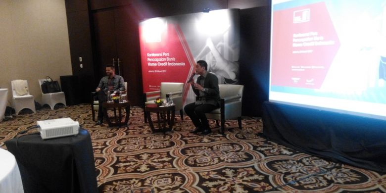 Konferensi pers Pencapaian Bisnis Home Credit Indonesia di Hotel Fairmont Jakarta, Senin (20/3/2017).