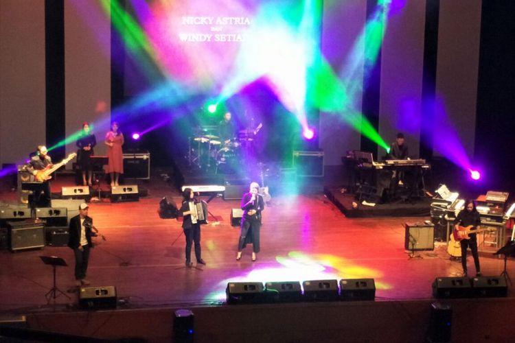 Nicky Astris tampil dalam Pagelaran Sang Bahaduri di Teater Besar Taman Ismail Marzuki (TIM), Jakarta Pusat, Rabu (24/1/2018) malam.