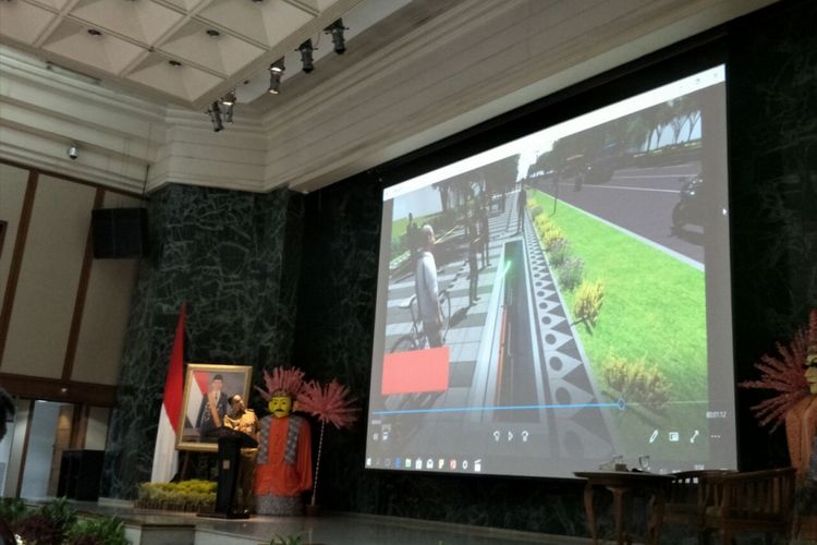 Gubernur DKI Jakarta Anies Baswedan sosialisasi penataan jalan dan trotoar di Jalan Sudirman dan Jalan M.H Thamrin, Selasa (6/3/2018). 