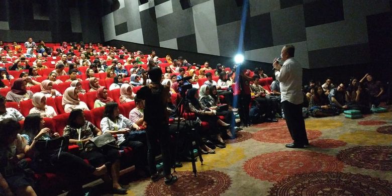Menristekdikti saat memberikan sambutan dalam acara yang digelar Kedokteran Universitas Pelita Harapan (UPH): Visual Learning The Amazing Human Brain and The Potential Catastrophe di Cinemaxx Studio 3, Plaza Semanggi, Jakarta, Jumat (28/6/2019).