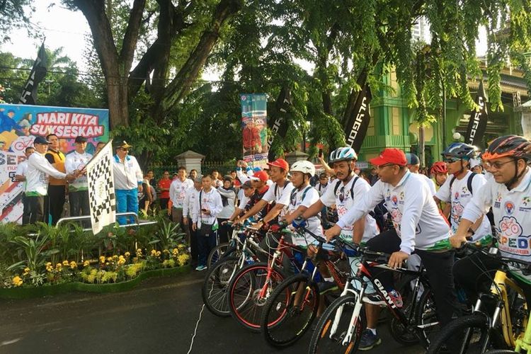 Rangkaian Sepeda Nusantara 2018 kembali digulirkan di Sumedang, Jawa Barat, pada Minggu (29/7).
