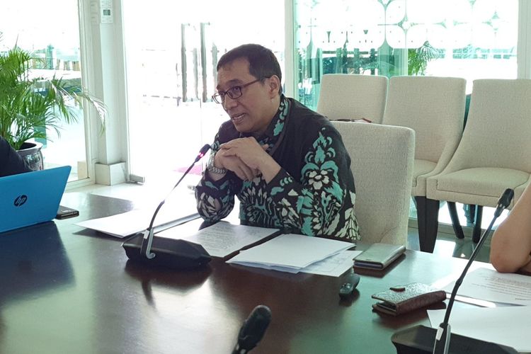 Dirjen Kerja Sama Multilateral Kemlu Febrian Alphyanto Ruddyard di Kantor Kemenlu, Jakarta, Kamis (2/5/2019).