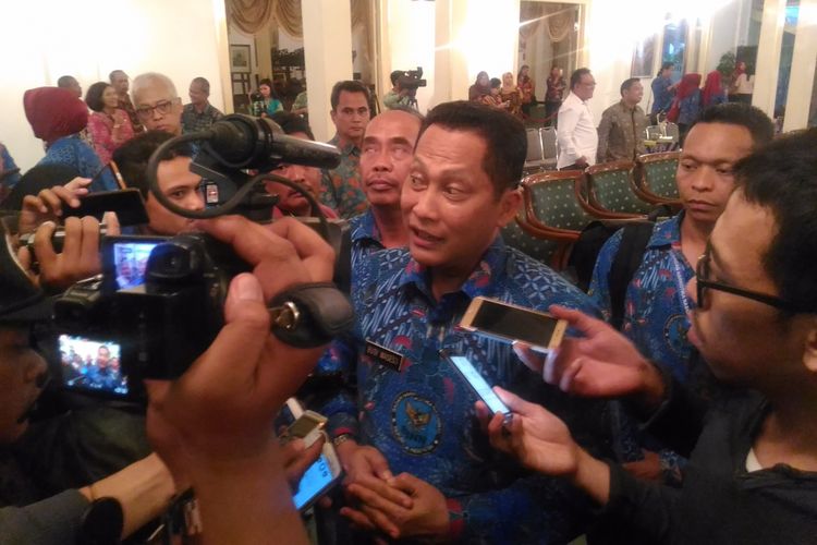 Kepala Badan Narkotika Nasional (BNN), Komjen Pol Budi Waseso di bangsal Kepatihan, Jalan Malioboro, Kota Yogyakarta, Jumat (21/7/2017).