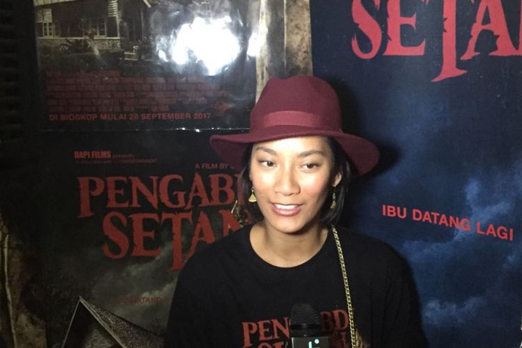 Tara Basto menghadiri jumpa pers dan screening film Pengabdi Setan di XXI Epicentrum, Kuningan, Jakarta Selatan, Rabu (20/9/2017).