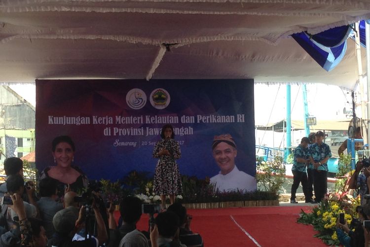 Menteri Kelautan dan Perikanan Susi Pudjiastuti di Semarang, Rabu (20/9/2017).