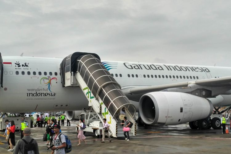 Ilustrasi: Pesawat Garuda Indonesia di Bandara Soekarno-Hatta, Kamis (28/9/2017).