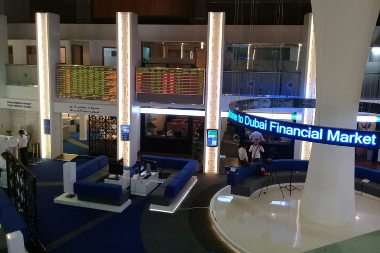 Dubai Financial Market (DFM) di Dubai, Uni EmiratArab (UEA). 