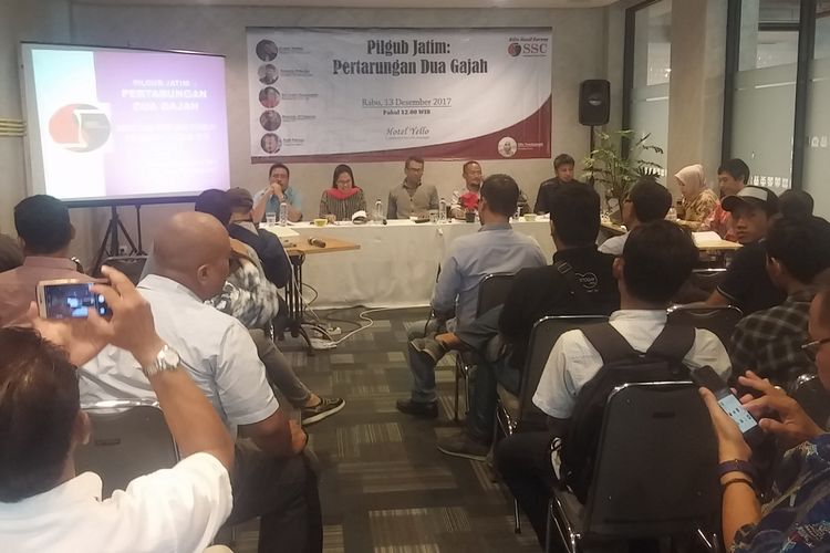 Diskusi dan Rilis hasil survei Pilkada Jatim oleh Surabaya Survei Center (SSC)