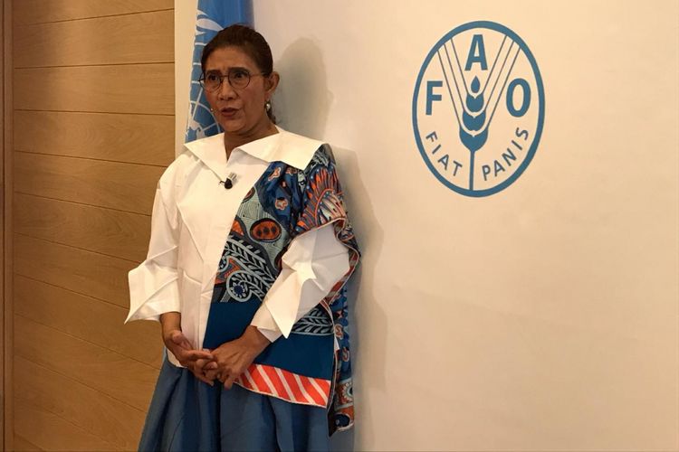 Menteri Susi Pudjiastuti di Kantor Pusat FAO di Roma, Italia, Selasa (5/6/2018). 
