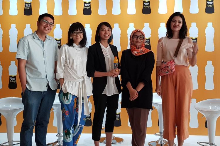 Konferensi pers workshop Minute Maid Pulpy di Museum MACAN, Jakarta Barat, Senin (9/7/2018).
