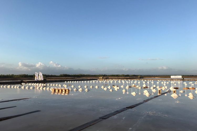 Ladang garam milik PT Garam (persero) di Bipolo, Kupang, NTT, Selasa (14/8/2018).
