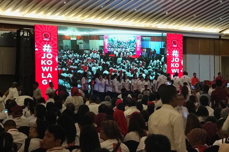 Suasana Rakernas Ke-IV Ormas Pro Jokowi (PROJO), di Hotel Grand Sahid, Jakarta Pusat, Minggu (16/9/2018).