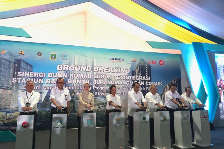 Peresmian Transit Oriented Development di Stasiun Rawa Buntu, Tangerang Selatan, Senin (10/12/2018).