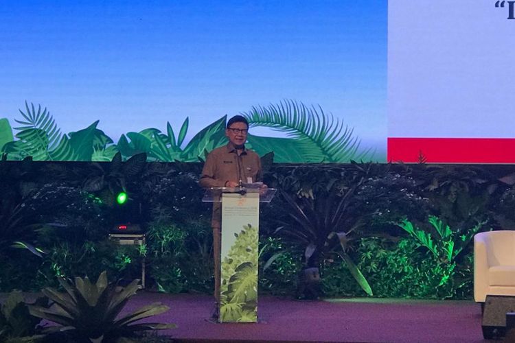Menteri Dalam Negeri (Mendagri) Tjahjo Kumolo dalam acara Konferensi Sustainable Development Goals (SDGs), di Hotel Fairmont, Jakarta Pusat, Selasa (18/12/2018). 