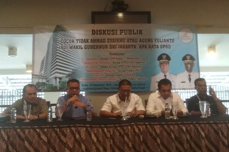 Forum Diskusi DPRD mengenai Wagub DKI di kawasan Cikini, Jakarta Pusat, Rabu (19/12/2018). 