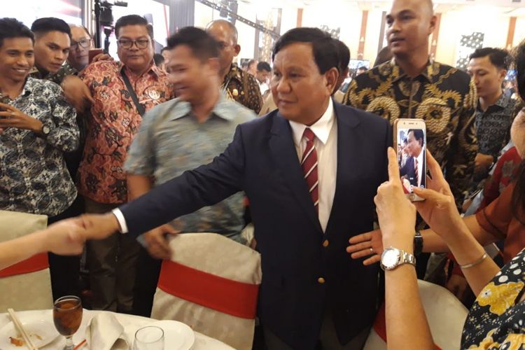 Prabowo Subianto di Medan, Jumat (22/2/2019).