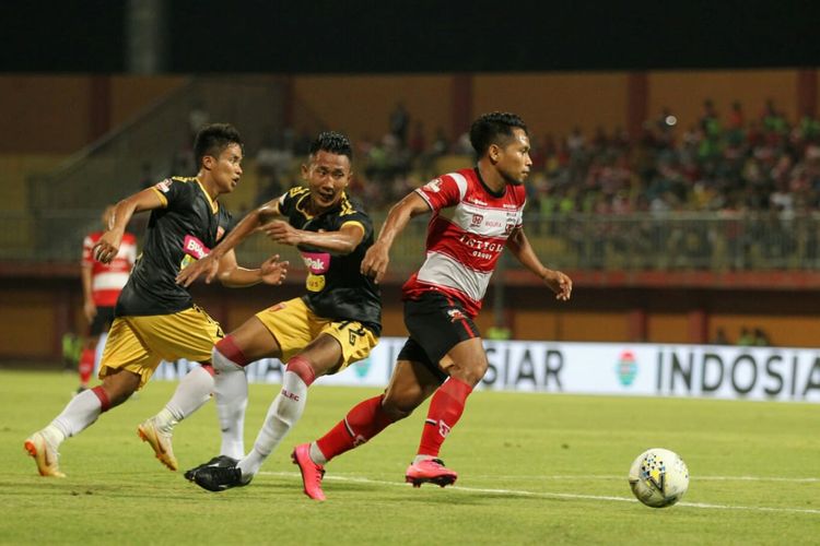 Laga lanjutan Liga 1 antara Madura United vs PSS Sleman di Stadion Madura Gelora Ratu Pamelingan, Pamekasan, Rabu (31/7/2019).