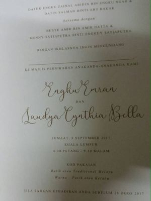 Undangan pernikahan Engku Emran dan Laudya Cynthia Bella