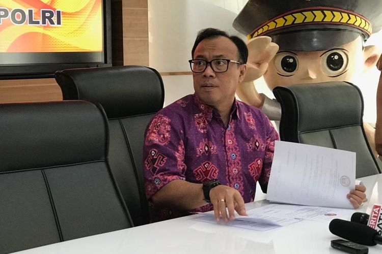 Kepala Biro Penerangan Masyarakat Humas Polri, Brigjen Pol Dedi Prasetyo, di Gedung Humas Mabes Polri, Jakarta Selatan, Jumat (15/3/2019).
