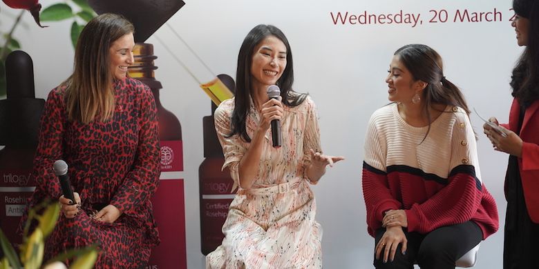 Talkshow peluncuran Trilogy Rosehip Oil di Jakarta (20/3/2019).                          