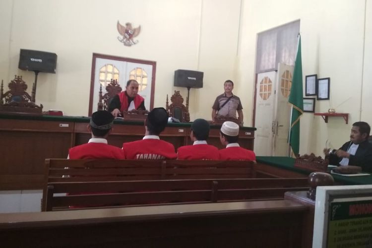 Proses pembacaan tuntutan empat terdakwa komplotan begal sadis di PN Makassar, Selasa (19/3/2019).