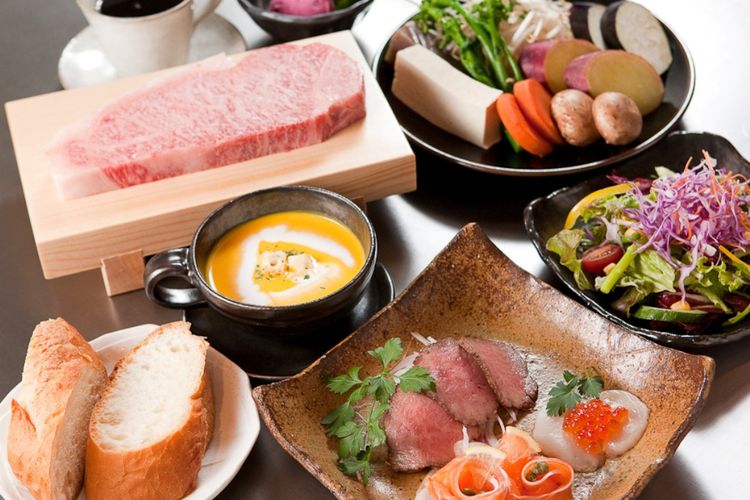 Set menu makan siang di Kobe Steak Ishida 