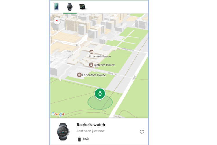SmartWatch Android juga bisa digunakan untuk melacak ponsel Android yang hilang, dan sebaliknya.(Google Play Store)