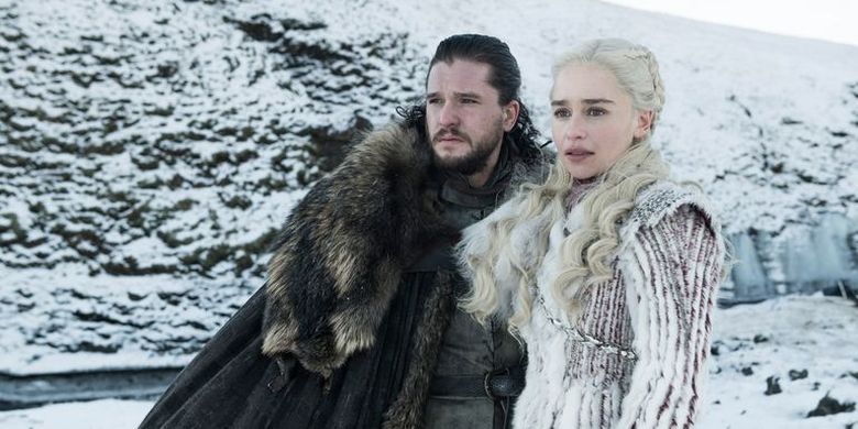 Dua karakter dalam Game of Thrones, Jon Snow dan Daenerys Targaryen.