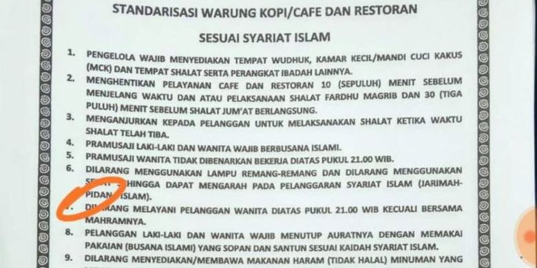 Ini adalah Imbauan yang dkeluarkan oleh Pemerintah kabupaten Bireun, tentang standarisasi pelayanan warung kopi atau kafe di Bireun. 