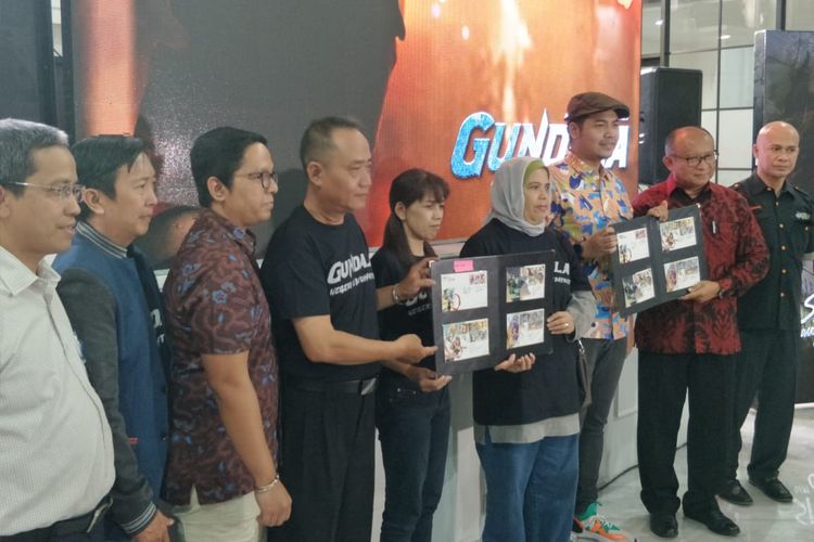 Jumpa pers peluncuran prangko jagoan Indonesia di Gedung Filateli, Jakarta Pusat, Kamis (4/4/2019).