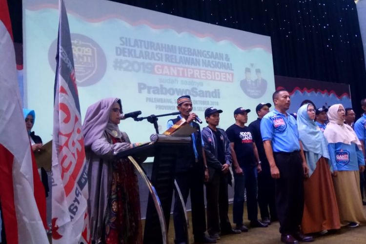 Nenp Warisman wakil ketua tim pemenangan Prabowo -Sansi saat menghadiri acara deklarasi #2019gantipresiden